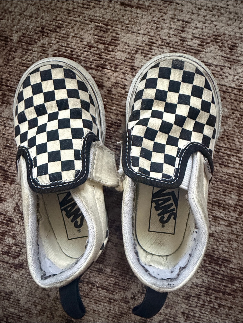 Vans Kids Slip-On Checkerboard Sneakers in Black and White